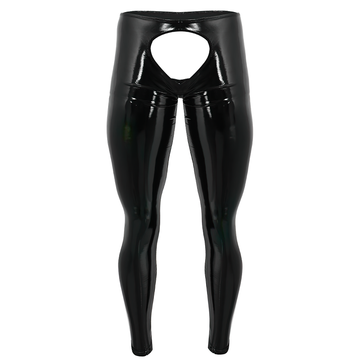 Men's Shiny PU Leather Open Back and Pouch Pants / Nightclub Gay Trousers - EVE's SECRETS